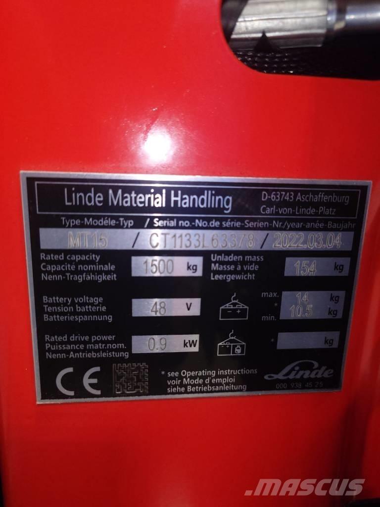 Linde MT15/1133 Električni nizko dvižni viličar