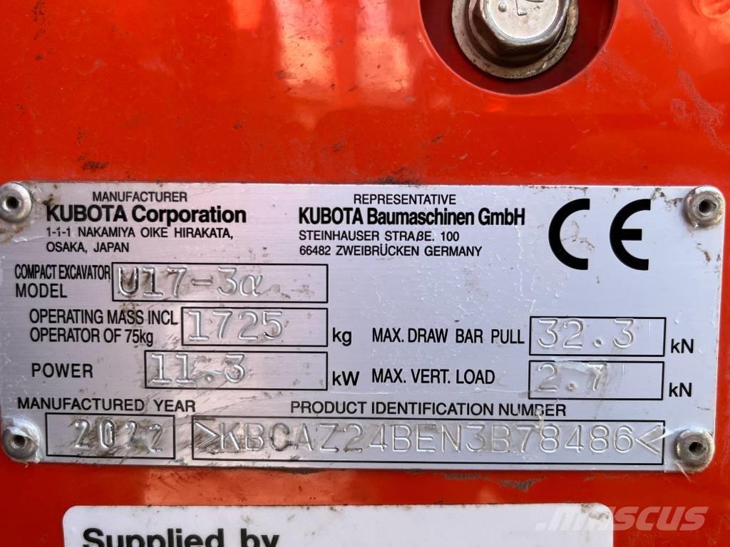Kubota U 17-3 Mini bagri <7t