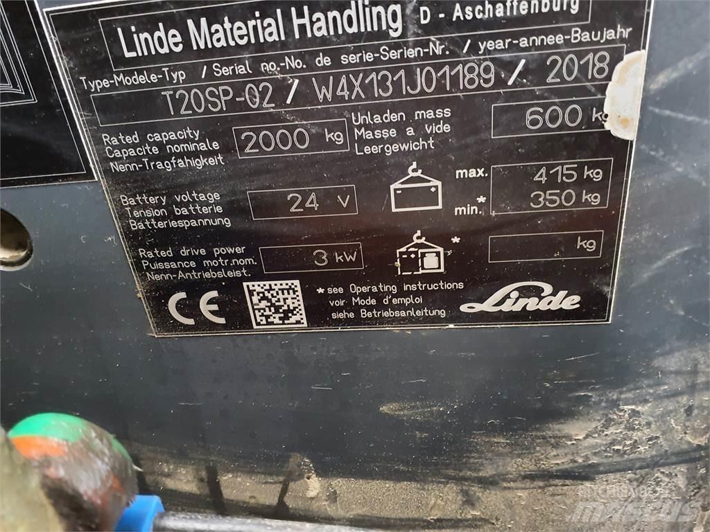 Linde T20SP kurz Električni nizko dvižni viličar