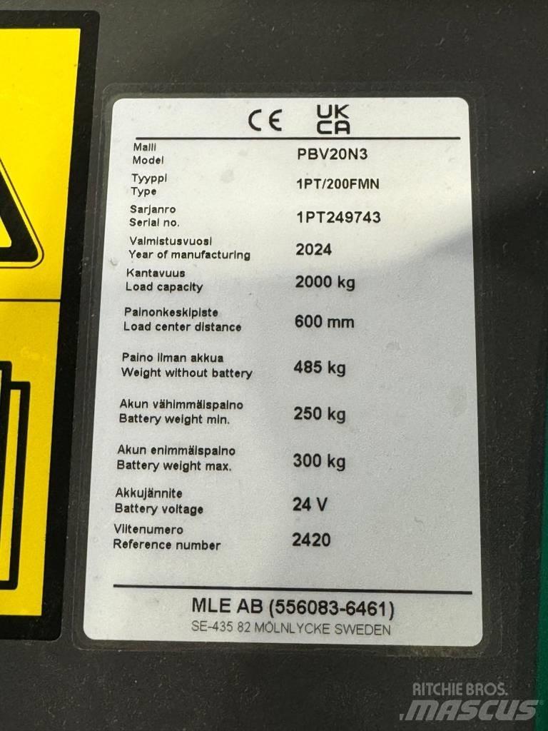 Mitsubishi PBV20N2 Električni nizko dvižni viličar s stojiščem