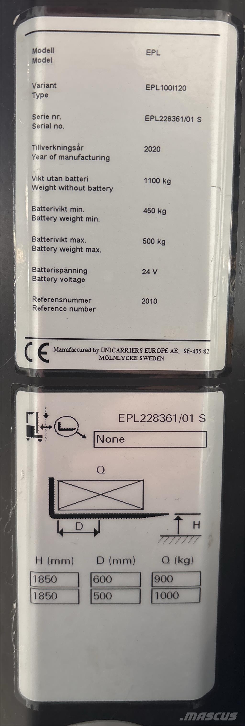 UniCarriers EPL100 Nizko dvižni komisionirni viličar