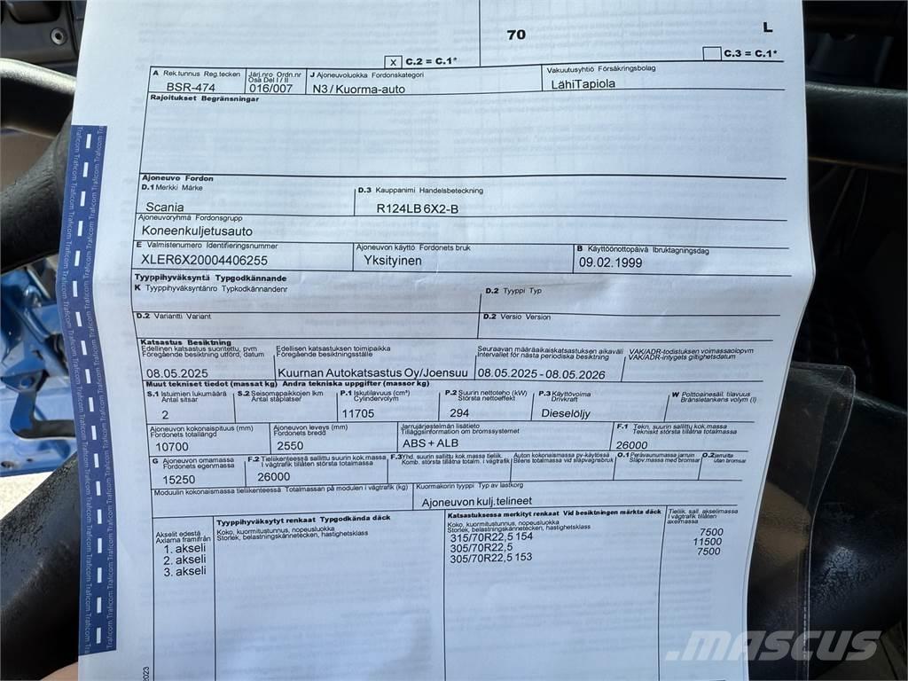 Scania R124 6X2 Tovornjaki z žerjavom