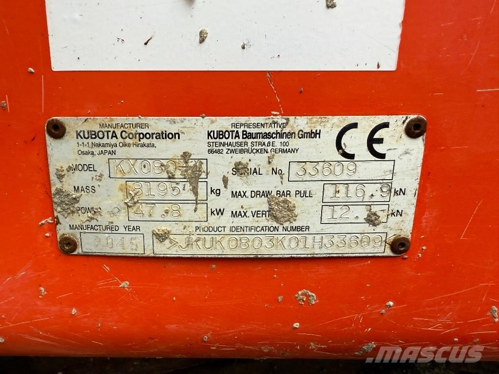 Kubota KX 080-4 Midi bagri 7t – 12t