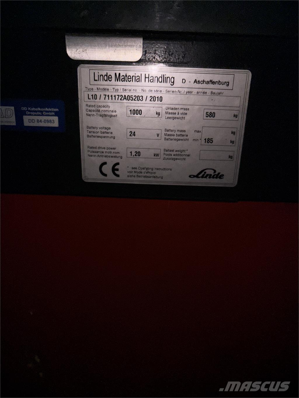 Linde L10 defekt Samopogonski ročni viličarji