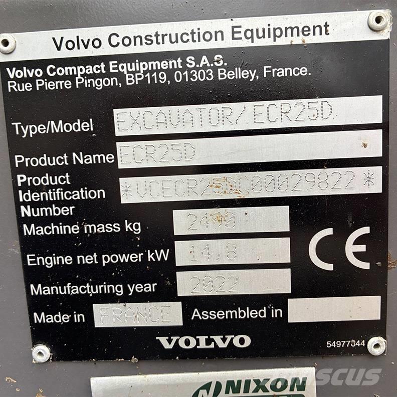 Volvo ECR25D Mini bagri <7t