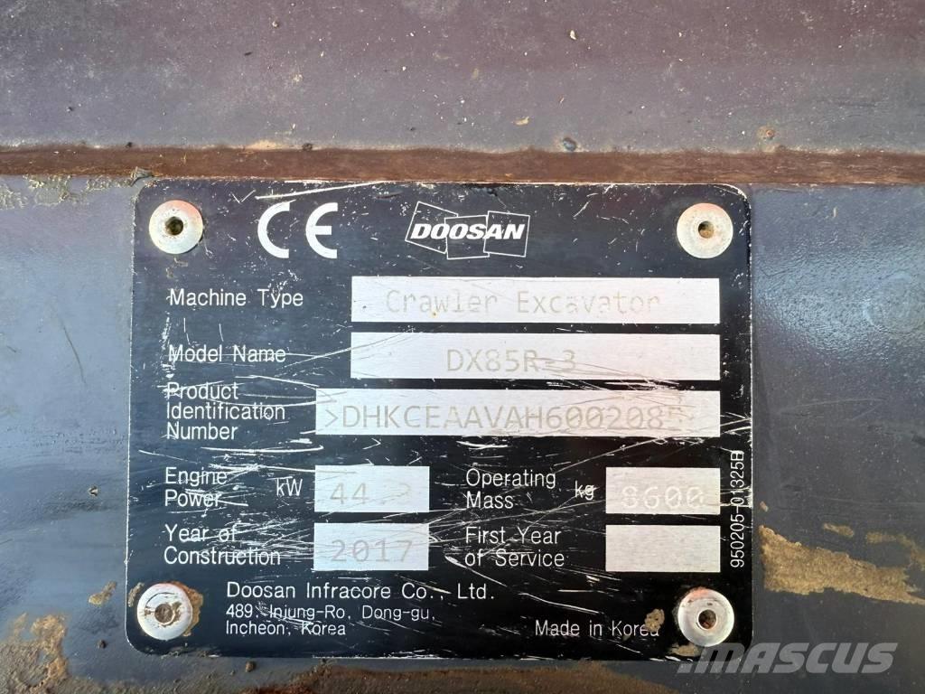 Doosan DX 85 R-3 Midi bagri 7t – 12t