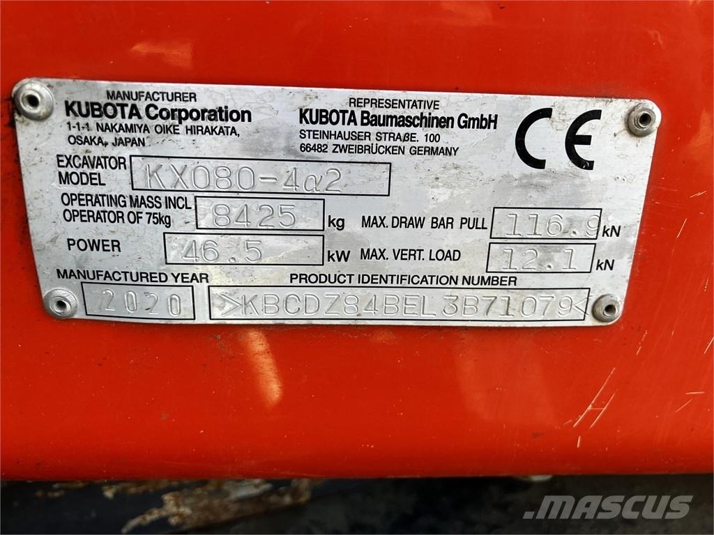 Kubota KX 080-4 A2 Midi bagri 7t – 12t
