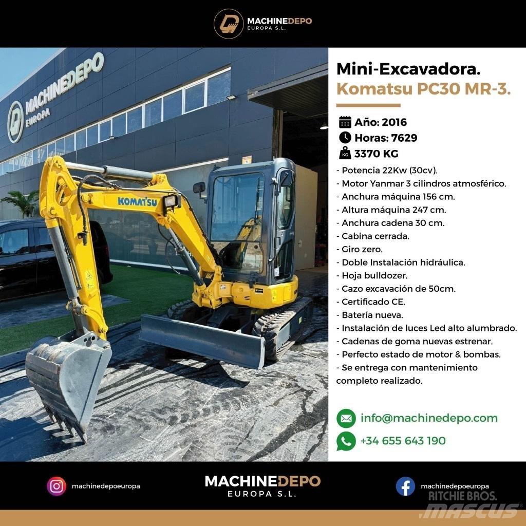 Komatsu PC 30 MR-3 Mini bagri <7t