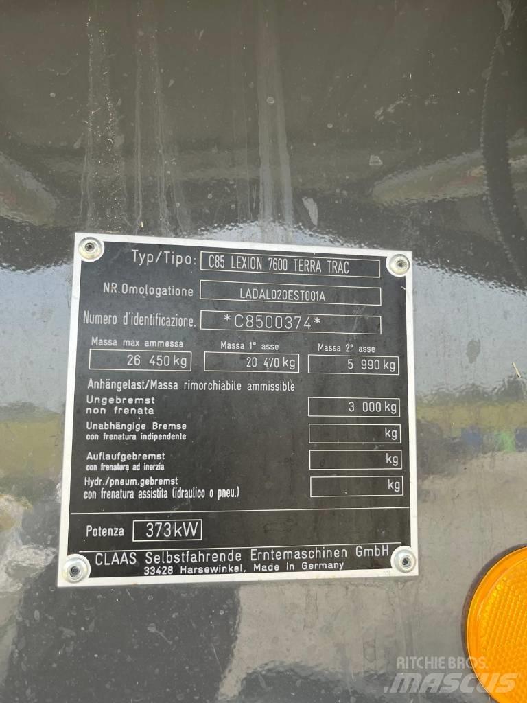 CLAAS LEXION 7600 TT Kombajni