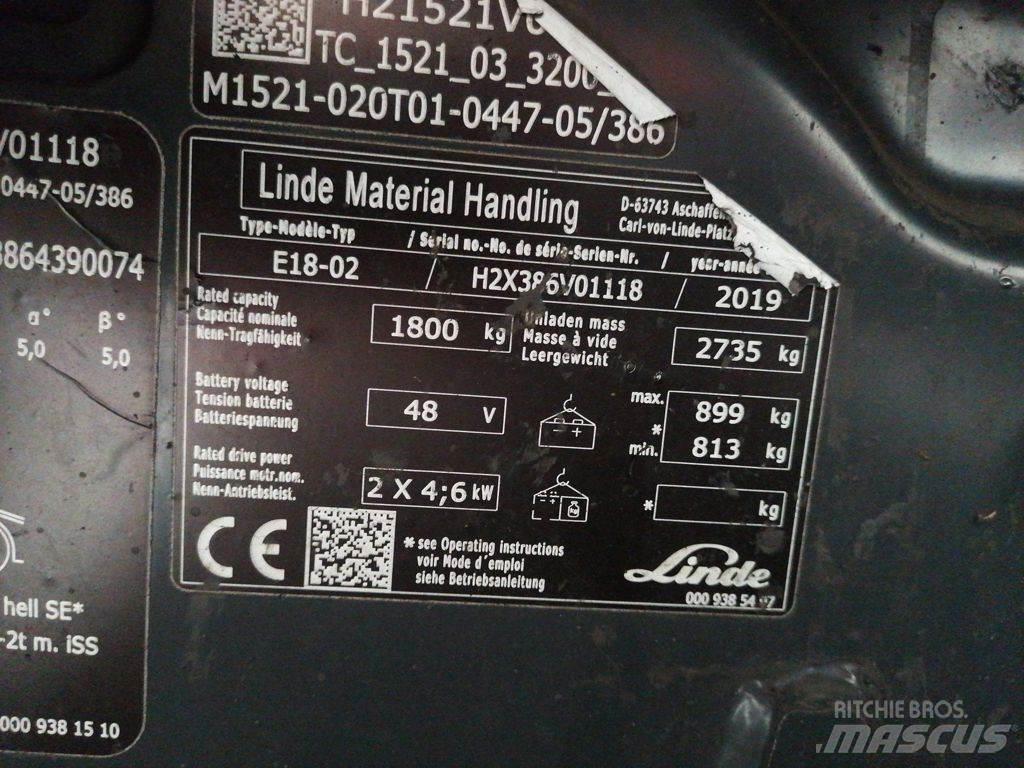 Linde E18-02 Električni viličarji
