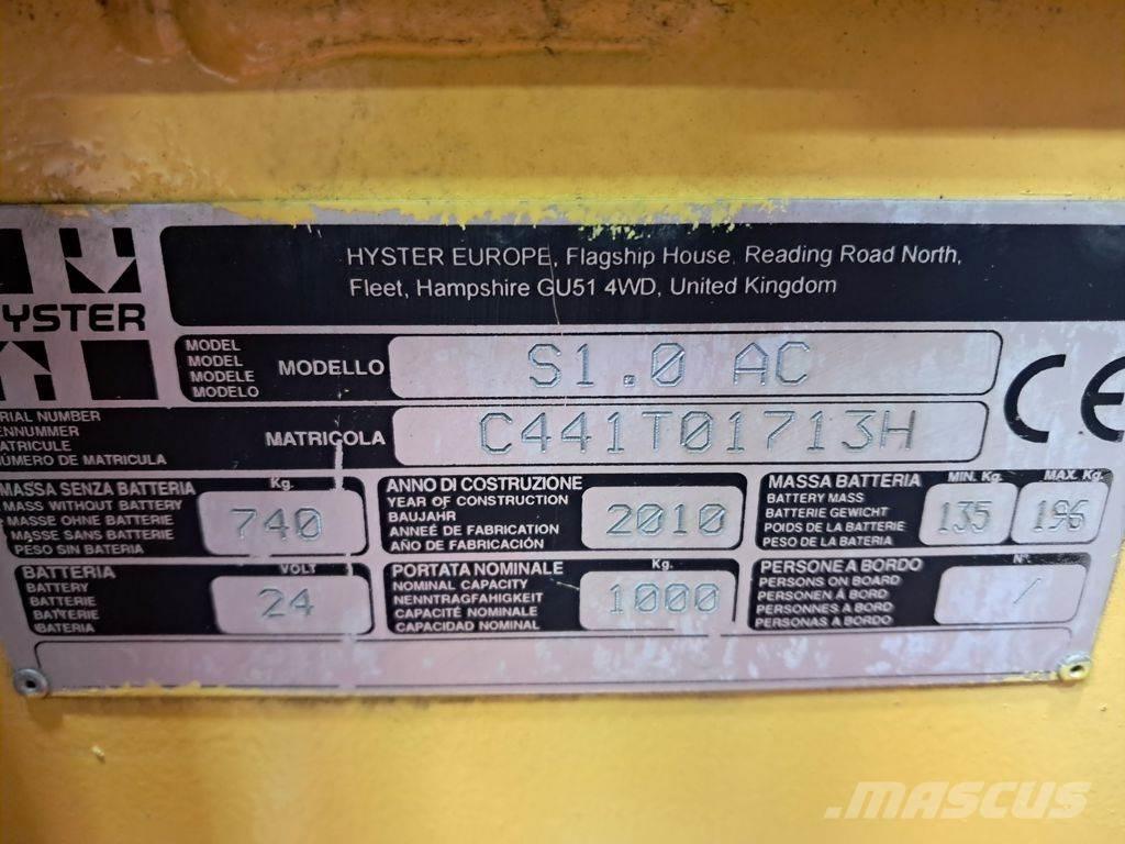 Hyster S1.0 AC Ročni električni viličar