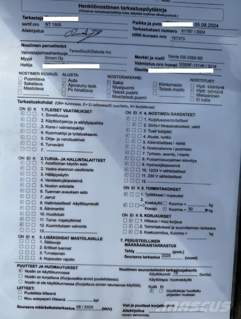 Genie GS 3369 BE Škarjaste dvižne ploščadi