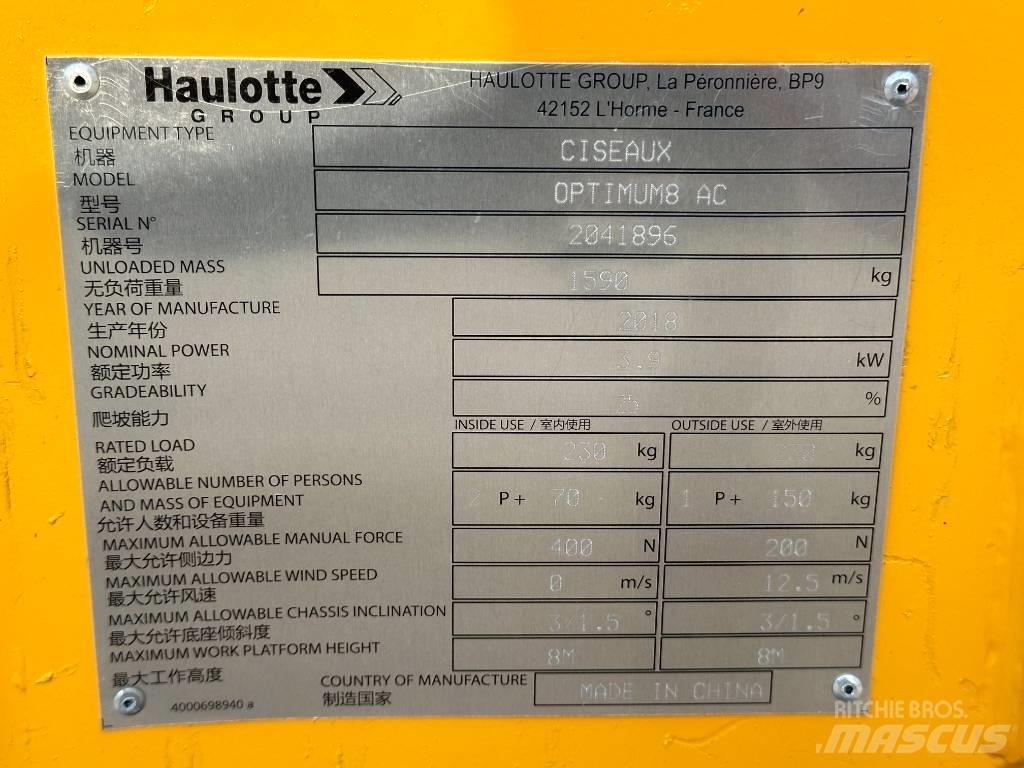 Haulotte OPTIMUM 8 Škarjaste dvižne ploščadi