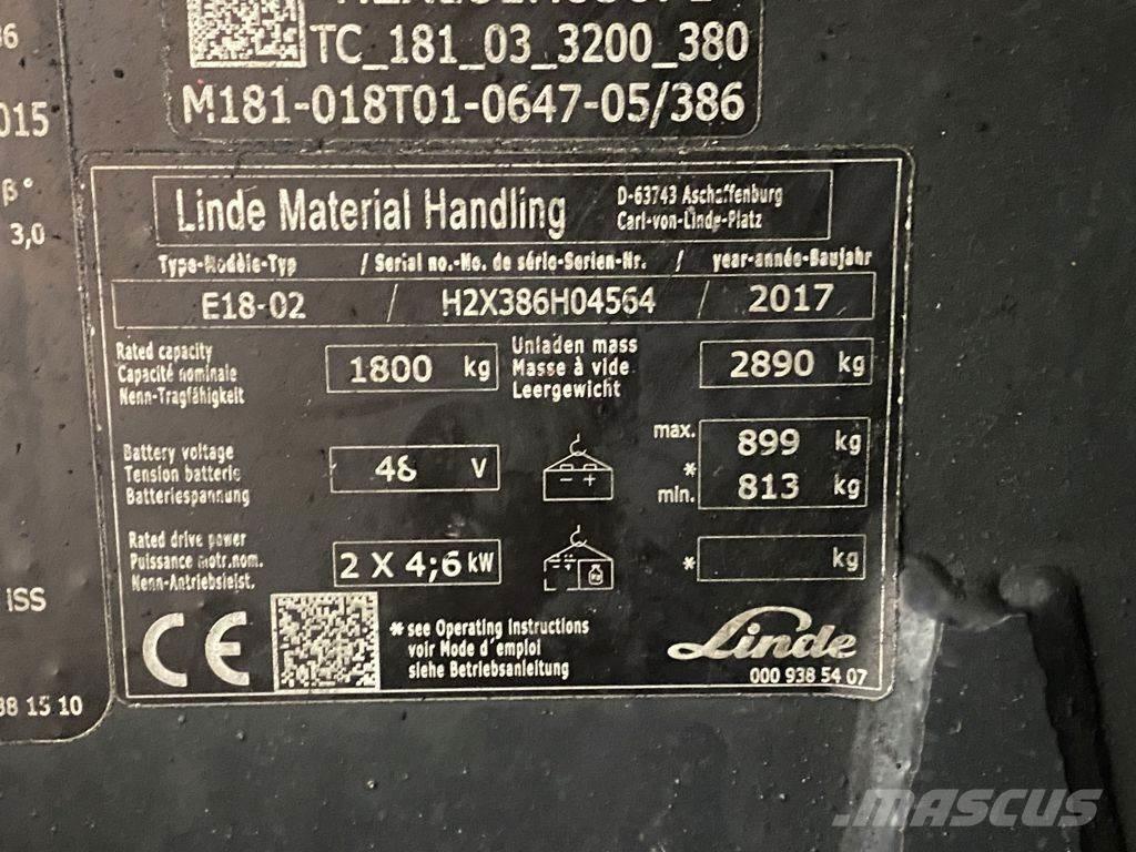 Linde E18-02 Električni viličarji
