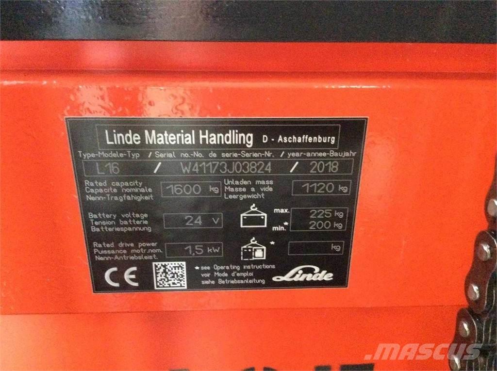 Linde L16 Samopogonski ročni viličarji