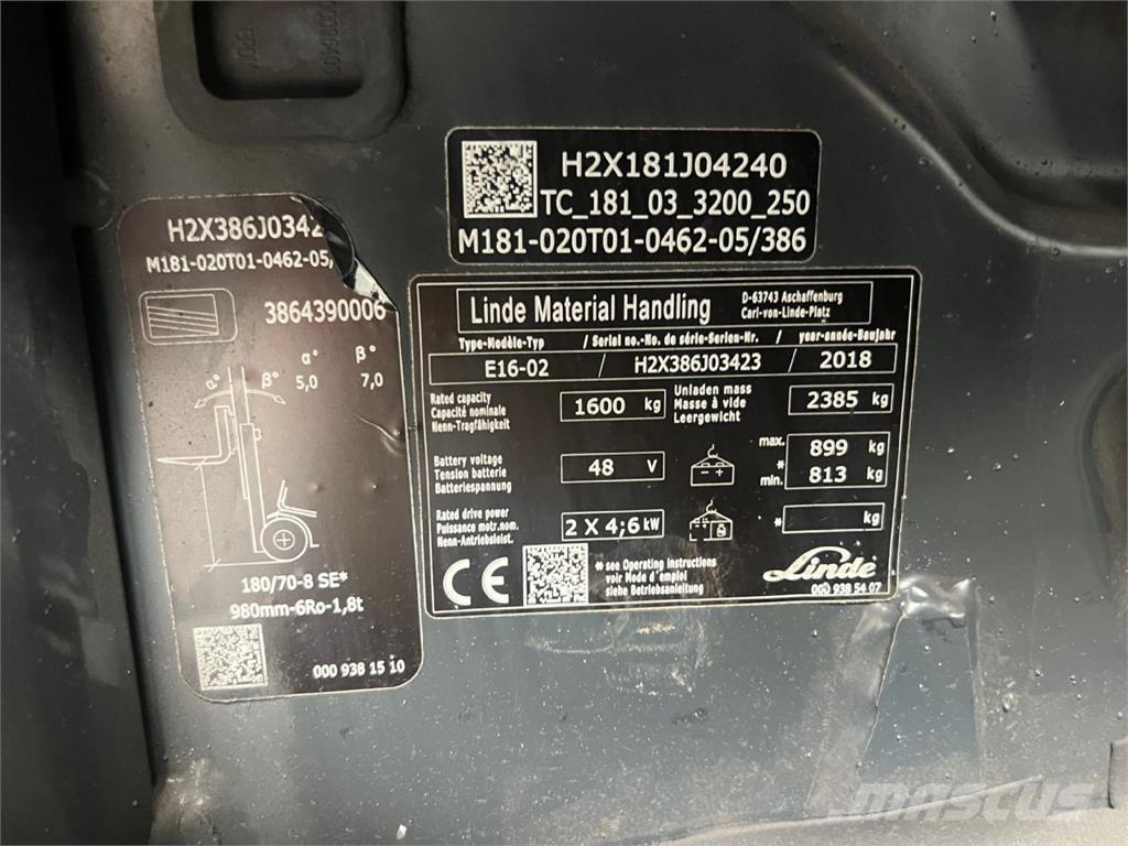 Linde E16 Električni viličarji