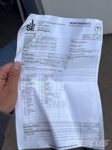 Volvo EW 140 D Bagri na kolesih