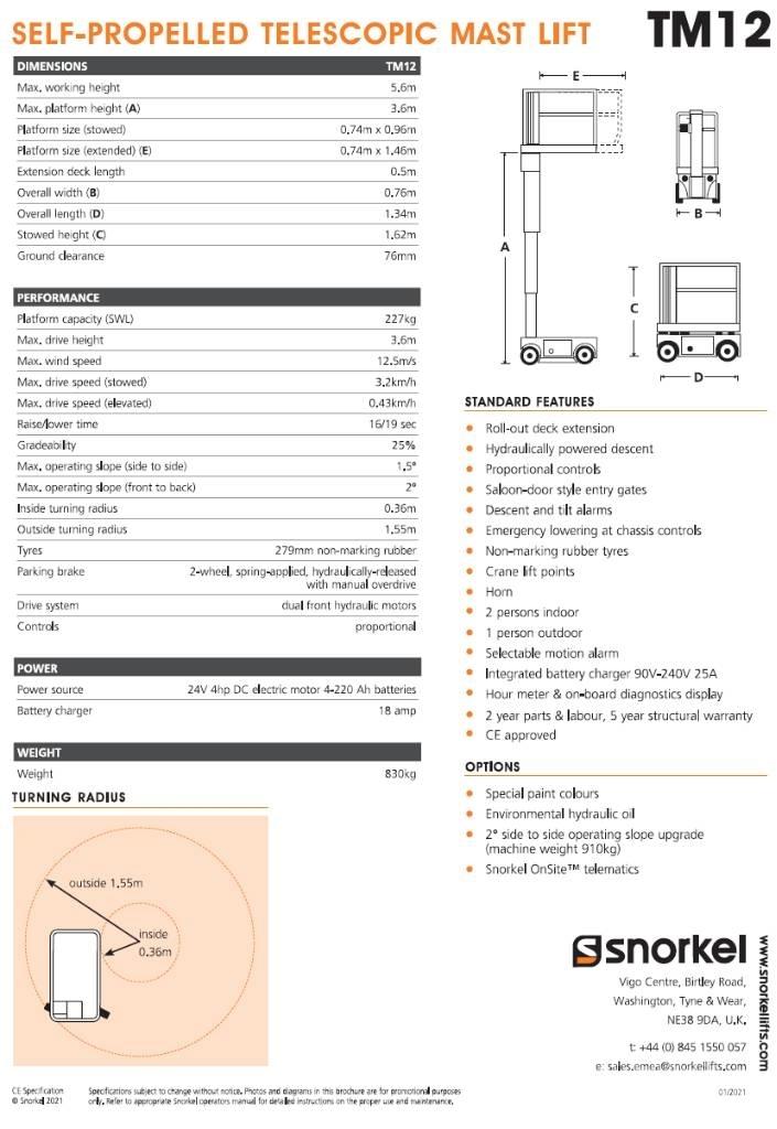 Snorkel TM 12 Vertikalna dvigala