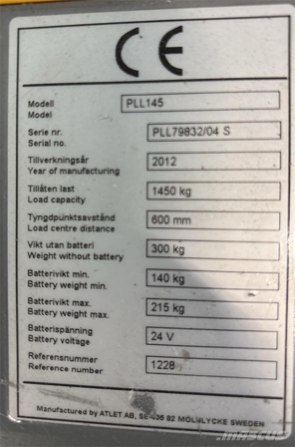 Atlet PLL145 Ročni električni viličar