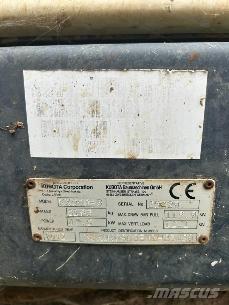 Kubota KX 080-3 Midi bagri 7t – 12t