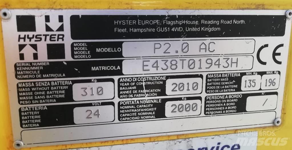 Hyster P2.0 Električni nizko dvižni viličar