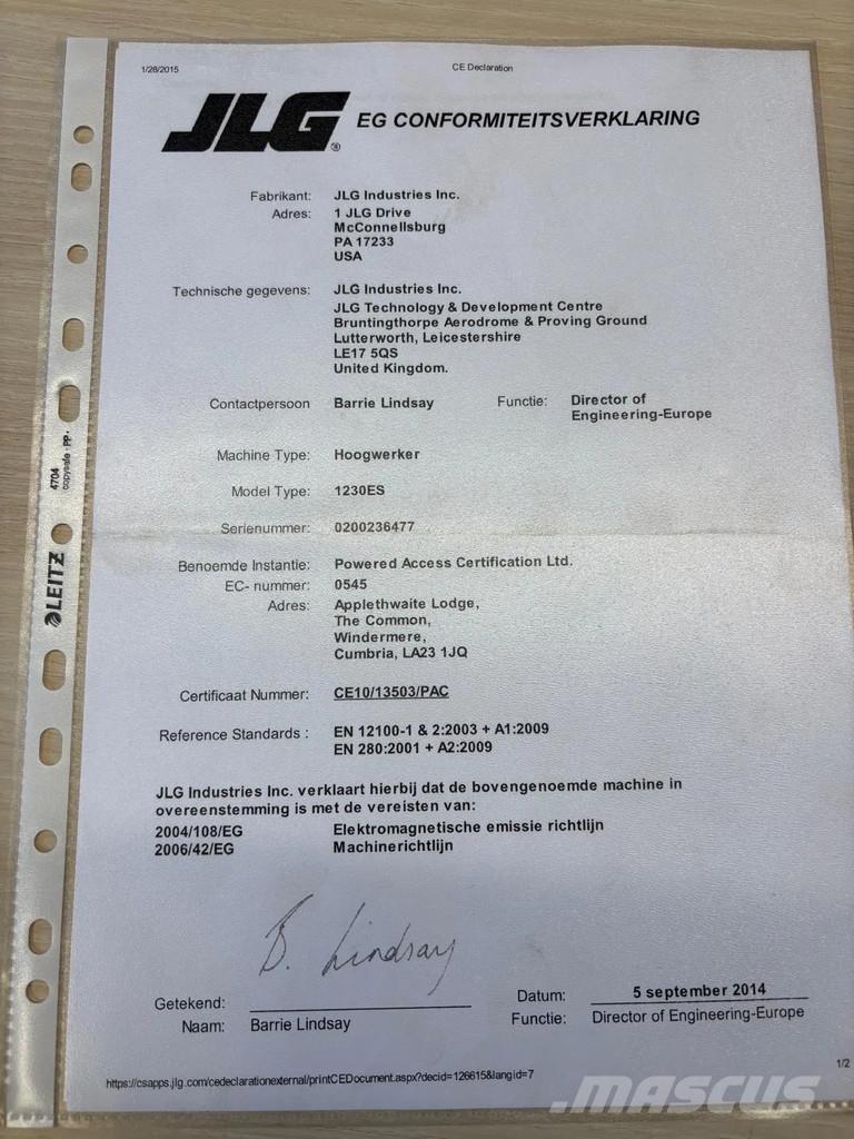 JLG 1230ES Škarjaste dvižne ploščadi