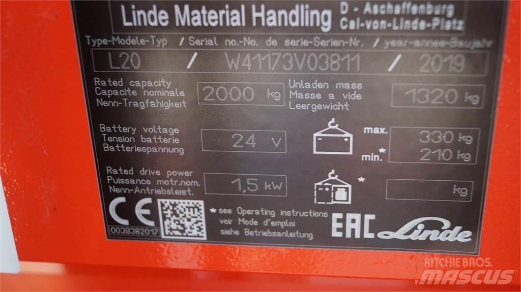 Linde L20i Ročni električni viličar