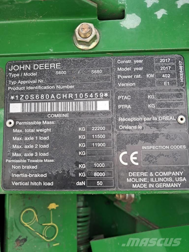 John Deere S 680 i Kombajni