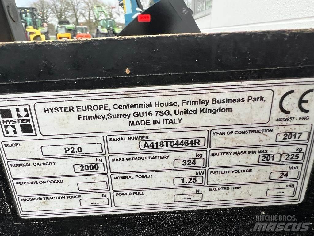 Hyster P 2.0 Električni nizko dvižni viličar