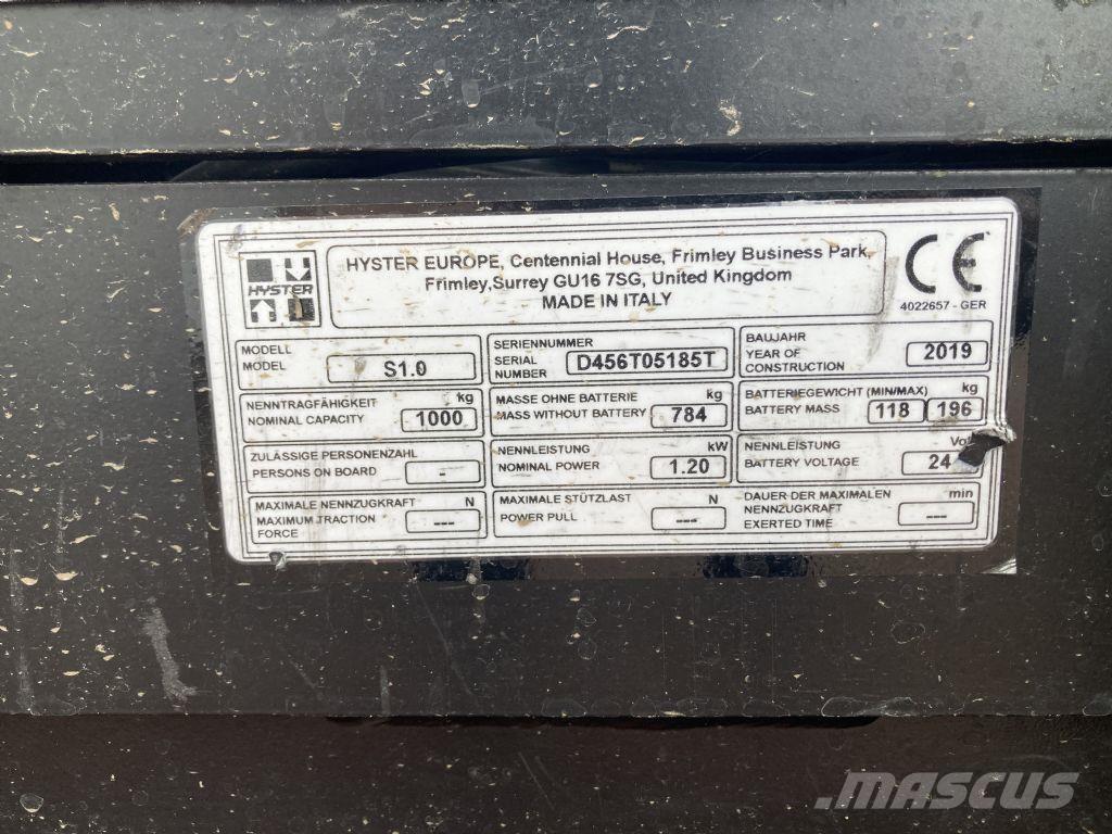 Hyster S 1.0 Ročni električni viličar