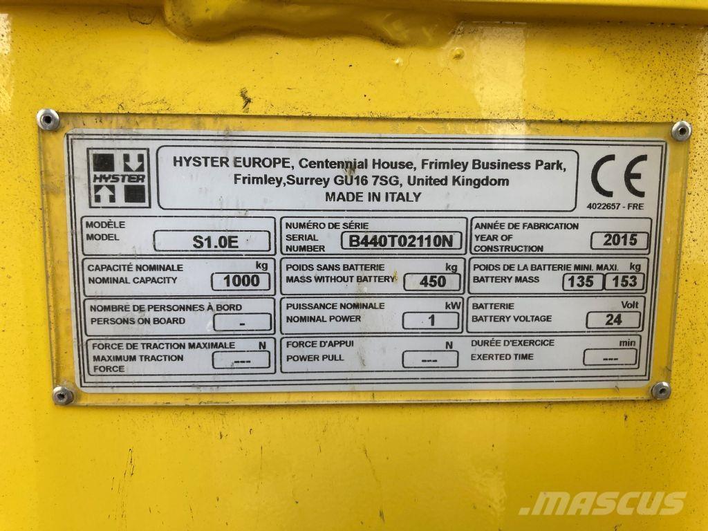 Hyster S 1.0E Ročni električni viličar