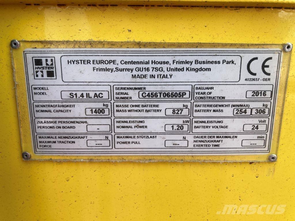 Hyster S 1.4 IL Ročni električni viličar