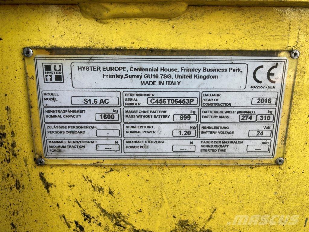 Hyster S 1.6 AC Ročni električni viličar