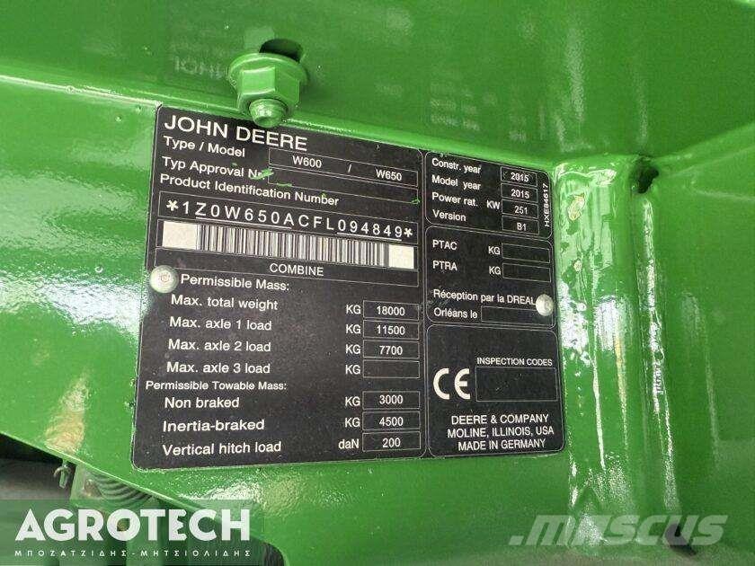 John Deere W650 Traktorji