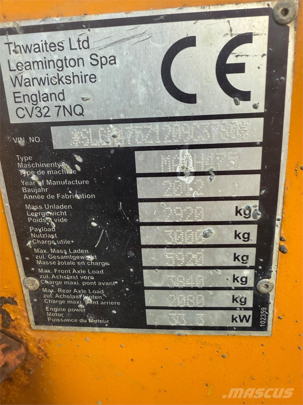 Thwaites 3 tons Ne cestni demperji