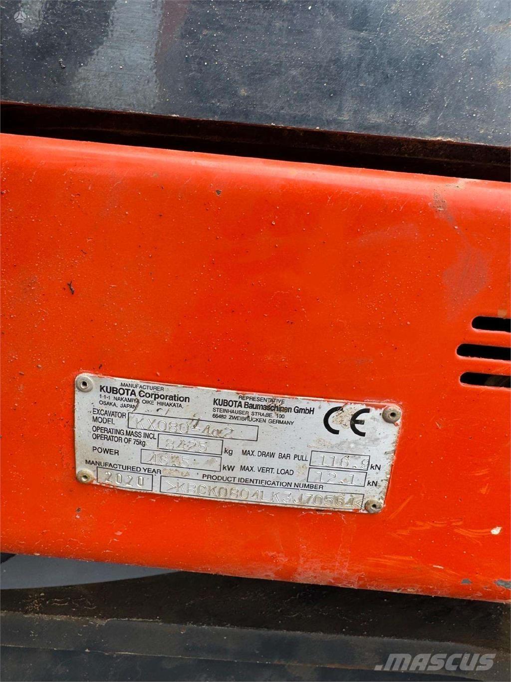 Kubota KX080-4a Bagri goseničarji
