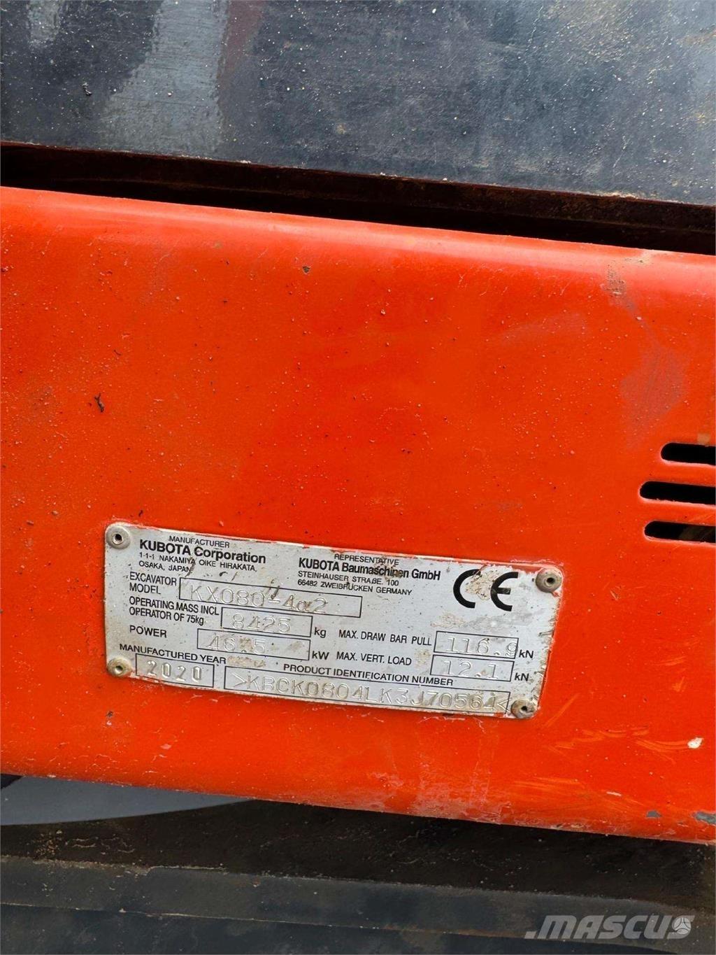 Kubota KX080-4a2 Bagri goseničarji