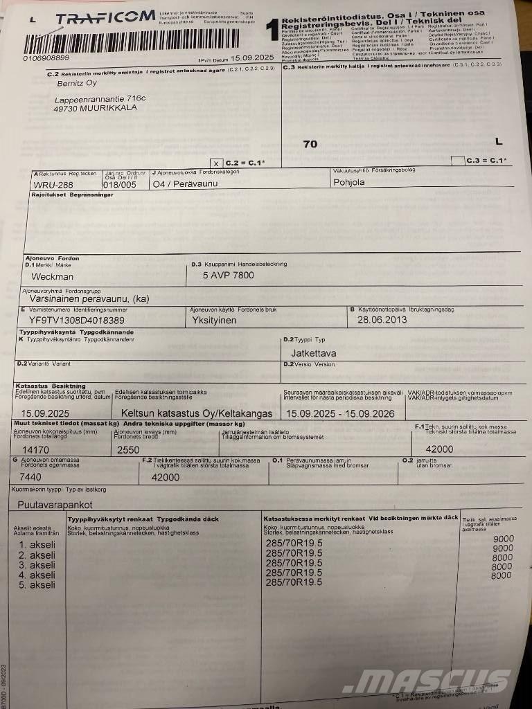 Weckman 5 AVP 7800 Prikolice za hlode
