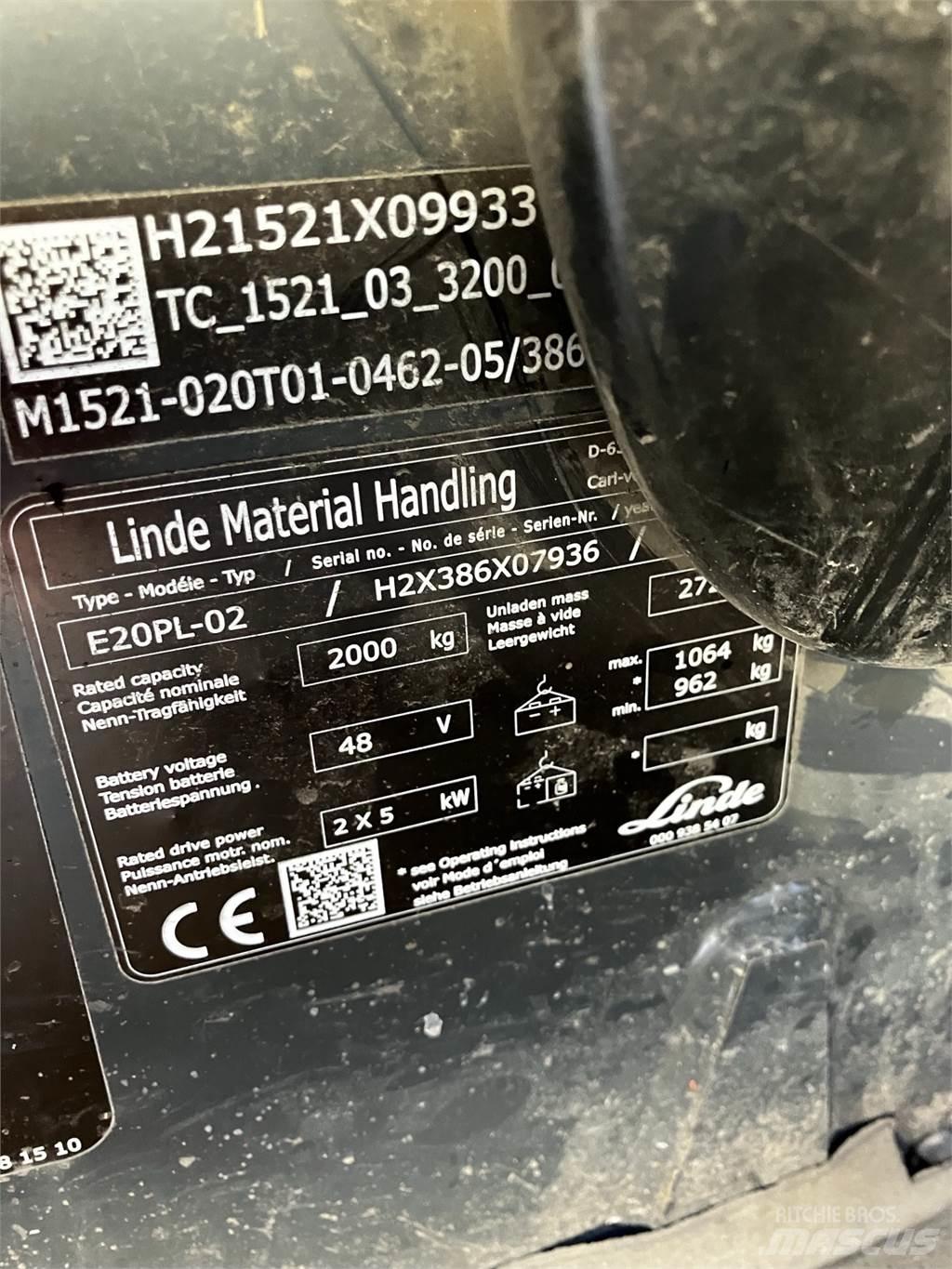 Linde E20PL Električni viličarji