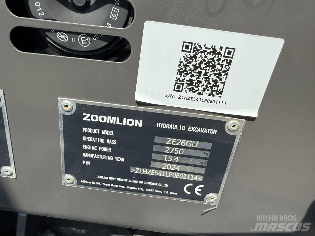 Zoomlion ZE 26 GU Mini bagri <7t