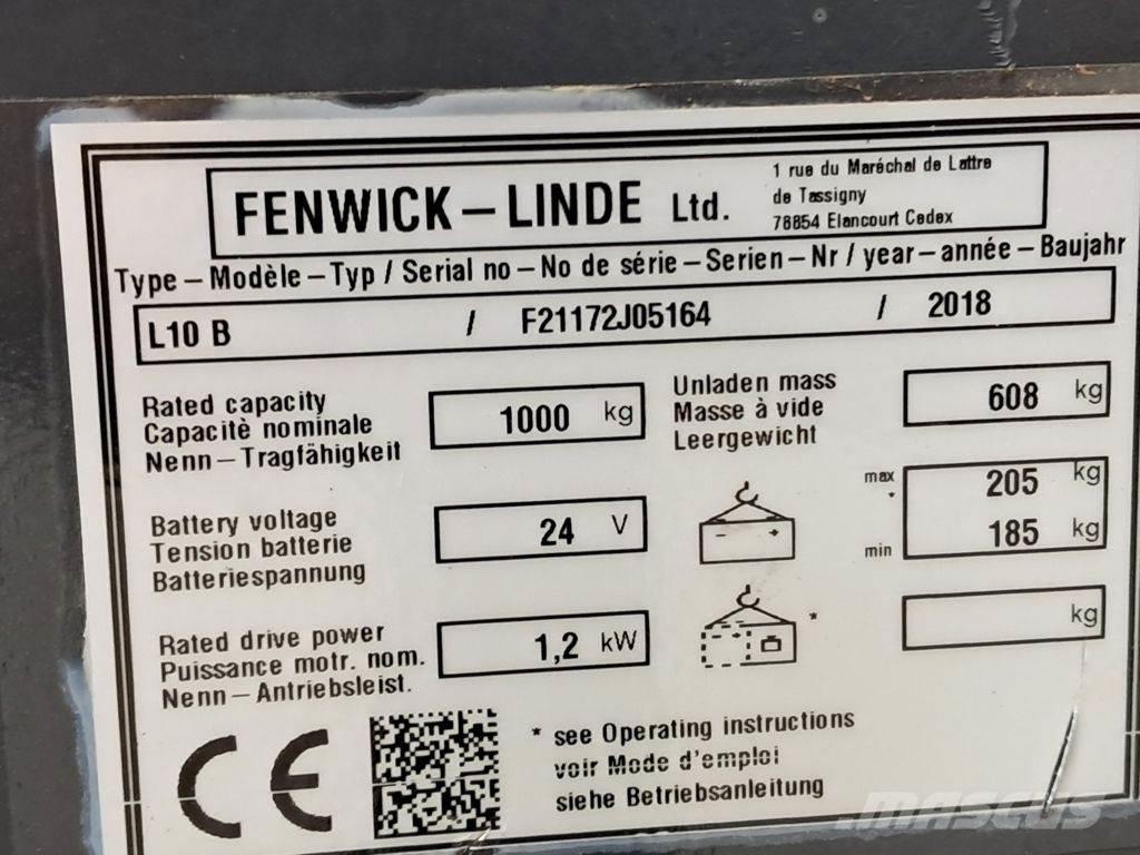 Linde L10B Ročni električni viličar