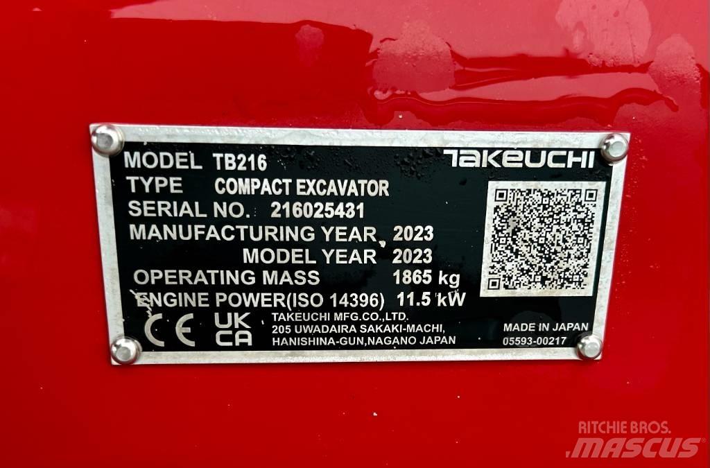 Takeuchi TB 216A V4 Mini bagri <7t