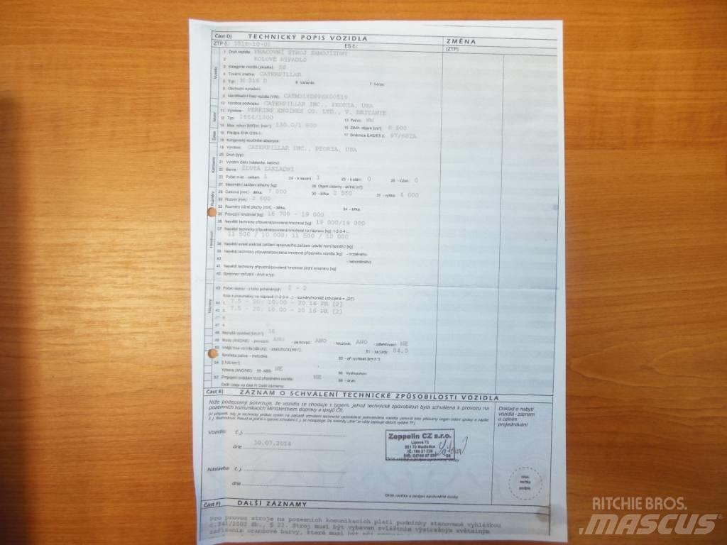 CAT M 316 D Bagri na kolesih