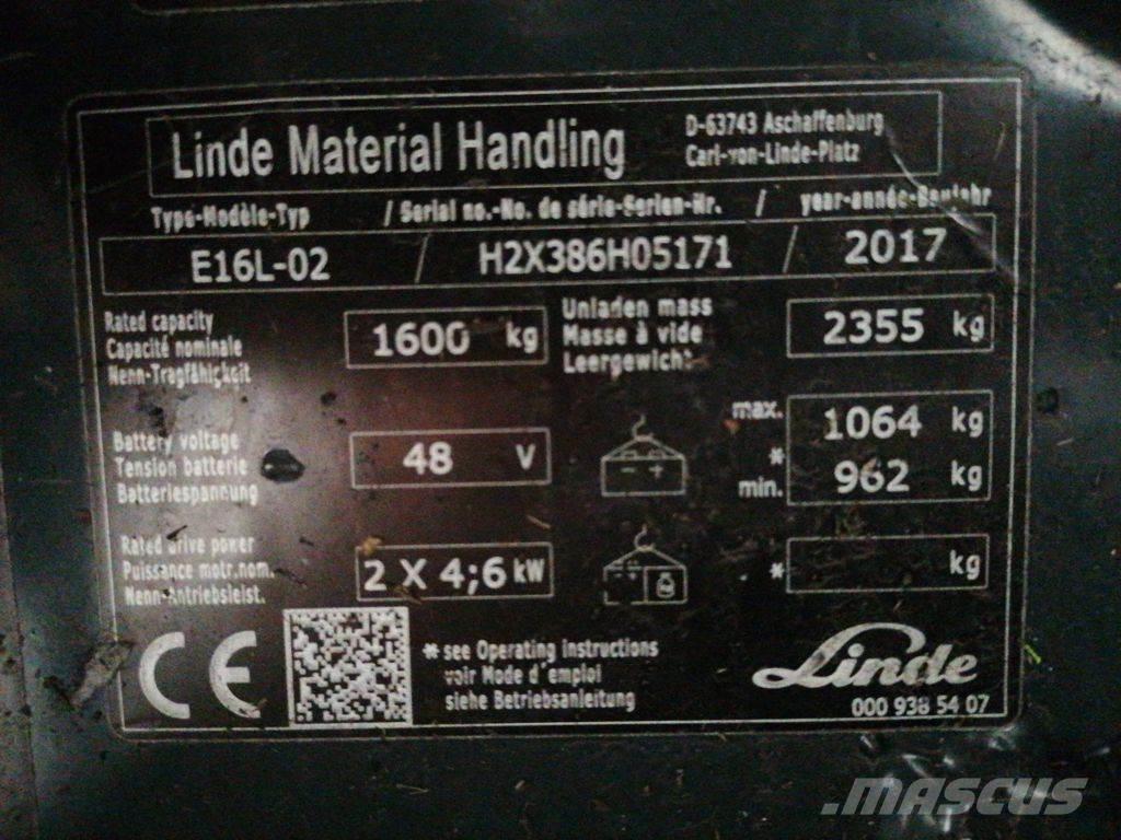 Linde E16L-02 Električni viličarji