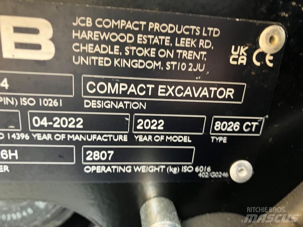 JCB 8026 CTS Mini bagri <7t