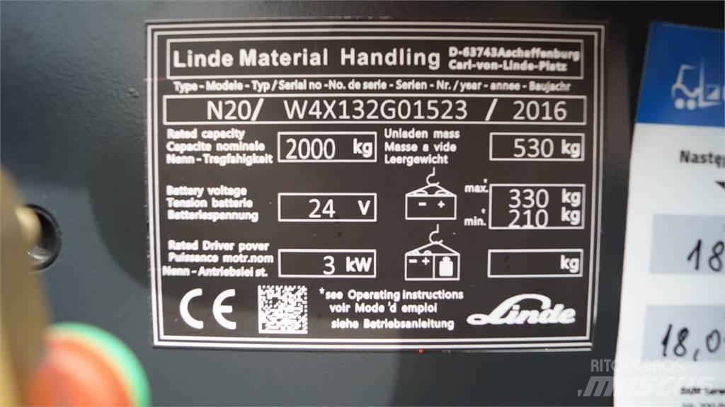 Linde N20 kurz Nizko dvižni komisionirni viličar