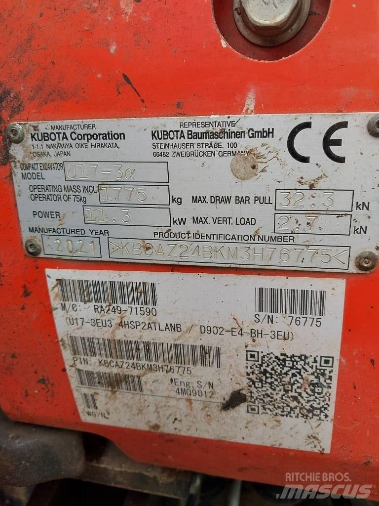 Kubota U 17-3N Mini bagri <7t