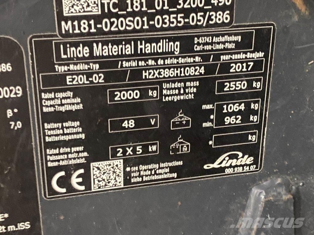 Linde E20L-02 Električni viličarji