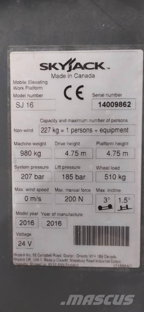 SkyJack SJ 16 Vertikalna dvigala