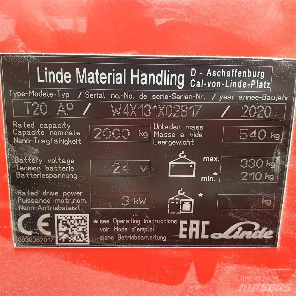 Linde T20AP kurz Električni nizko dvižni viličar